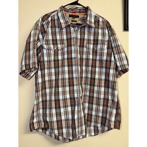 Men’s Tommy Hilfiger Black Orange Checked Pearl Style Snap Button Shirt 2XL